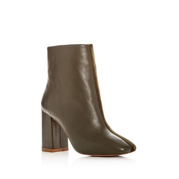 JAGGAR Womens Beige Two Toned Comfort Square Toe Block Heel Leather Booties 39